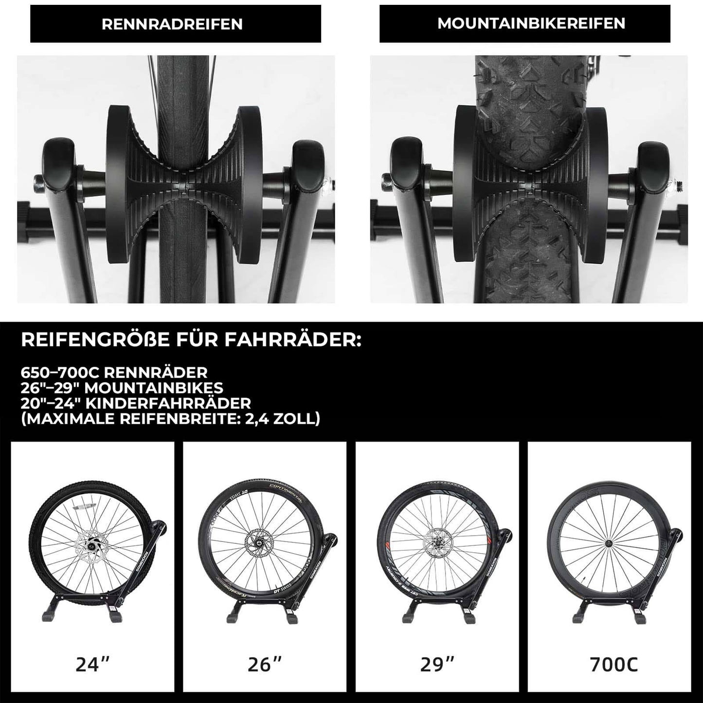Fahrradständer Fahrrad Faltbar aus Kohlenstoffstahl für 24-27,5”