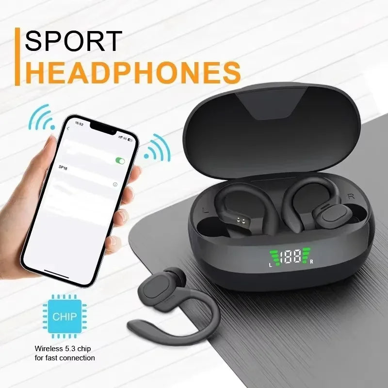 Original True Wireless Kopfhörer – Kabellose In-Ear-Earbuds mit Ohrbügel, HiFi-Stereo-Sound, wasserdichtes Sport-Headset mit Mikrofon (TWS)