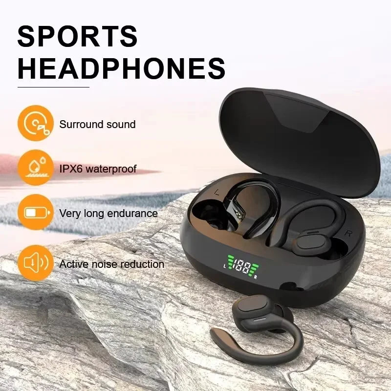 Original True Wireless Kopfhörer – Kabellose In-Ear-Earbuds mit Ohrbügel, HiFi-Stereo-Sound, wasserdichtes Sport-Headset mit Mikrofon (TWS)