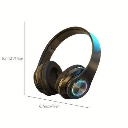 Kabellose Over-Ear-Kopfhörer – Aktive Geräuschunterdrückung, tiefe Bässe, LED-Beleuchtung, faltbares Design für Musik, Sport & Gaming