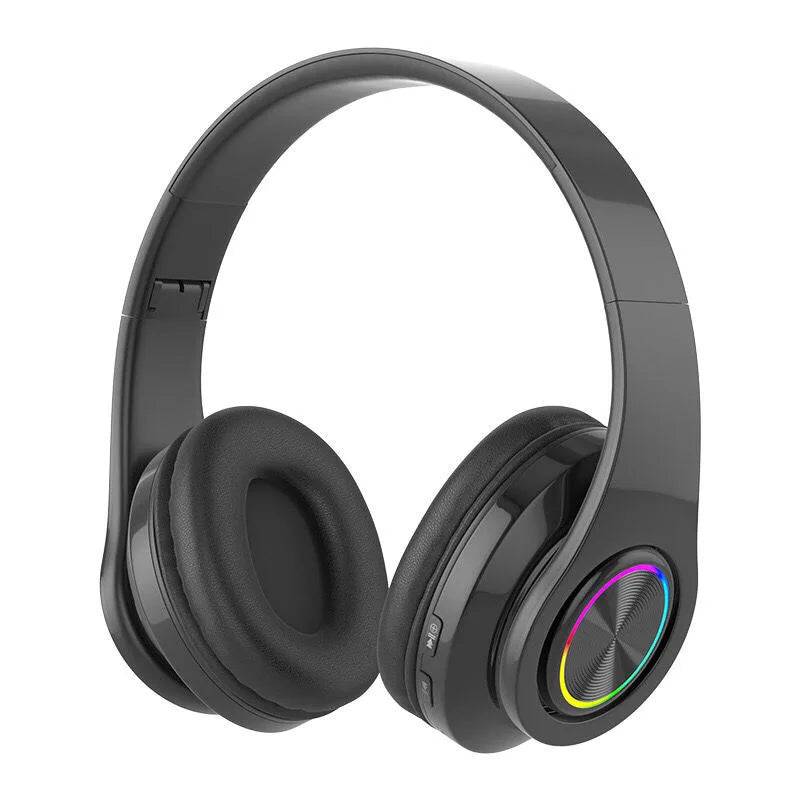 Kabellose Over-Ear-Kopfhörer – Aktive Geräuschunterdrückung, tiefe Bässe, LED-Beleuchtung, faltbares Design für Musik, Sport & Gaming